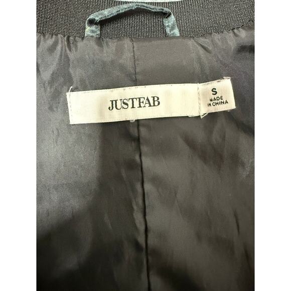 JUSTFAB Womens Satiny Lightweight Black Floral Print Bomber Jacket Size Small - Picture 7 of 7